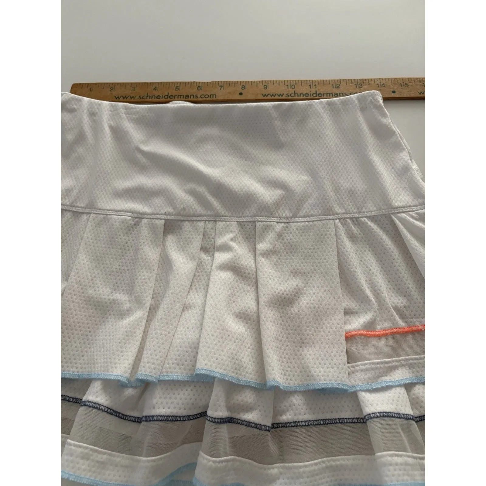 Lucky In Love Skort Skirt Size M White Tiered Pleats Tennis Golf Pickleball Size M - Image 6