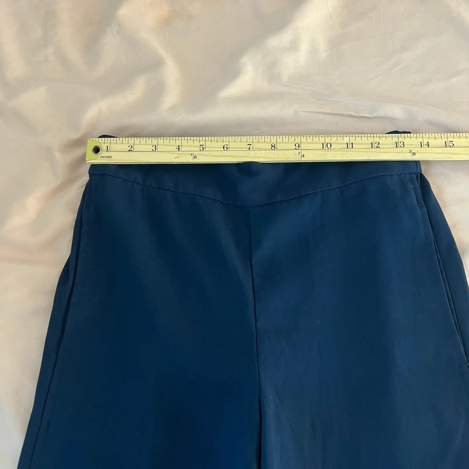 Madewell Wide Leg Cropped Pants Navy Blue Elastic Waist Pockets‎ Womens - Image 9