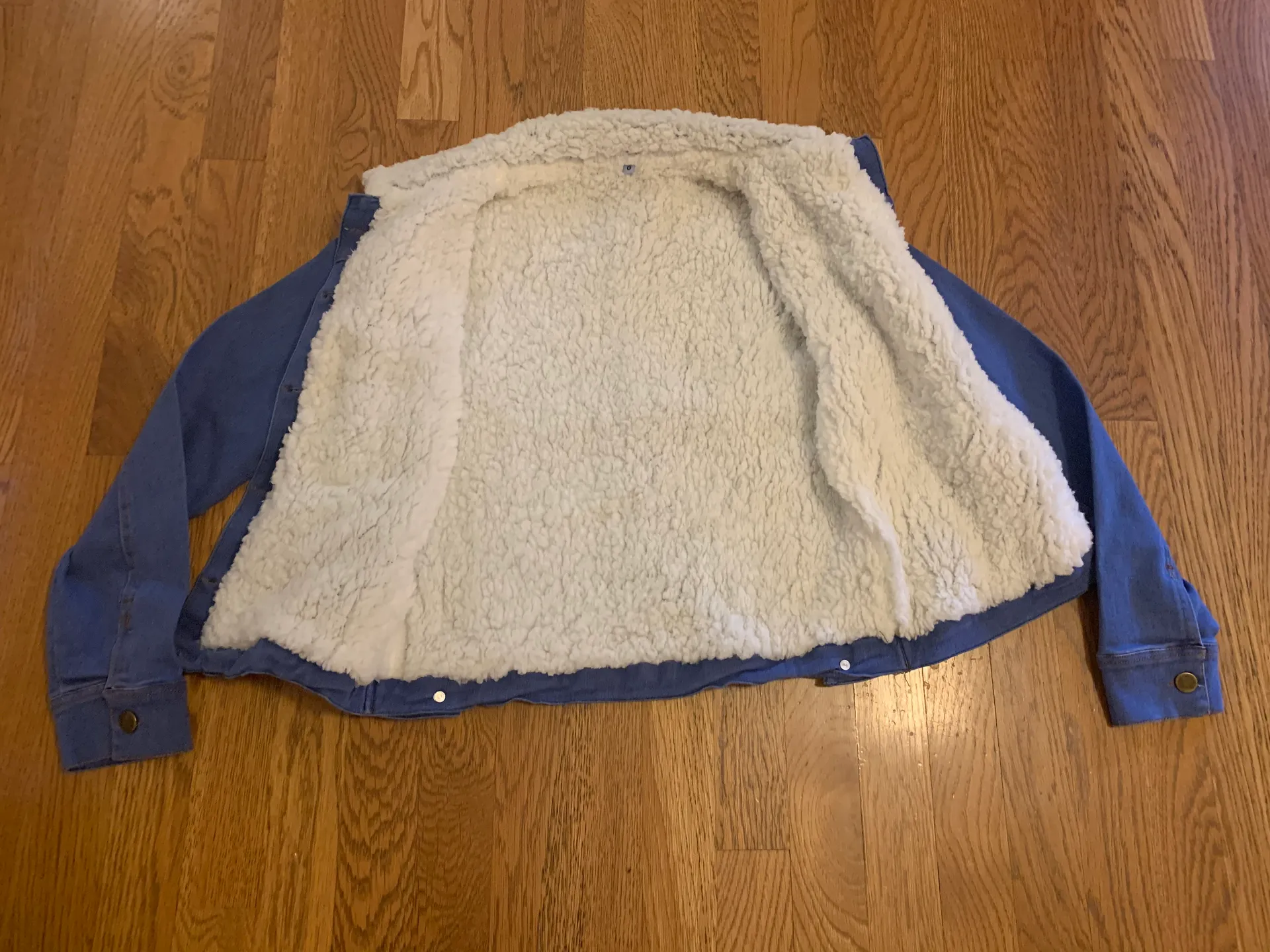 Sherpa Lined Denim Jacket Size S Blue - Image 4