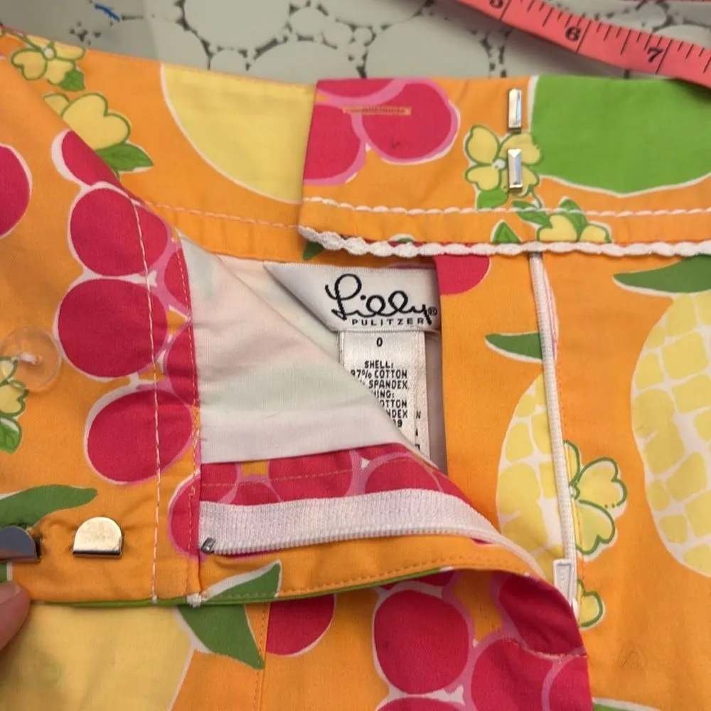 Lilly Pulitzer tropical fruit skirt skirt, orange red green size 0 - Image 8