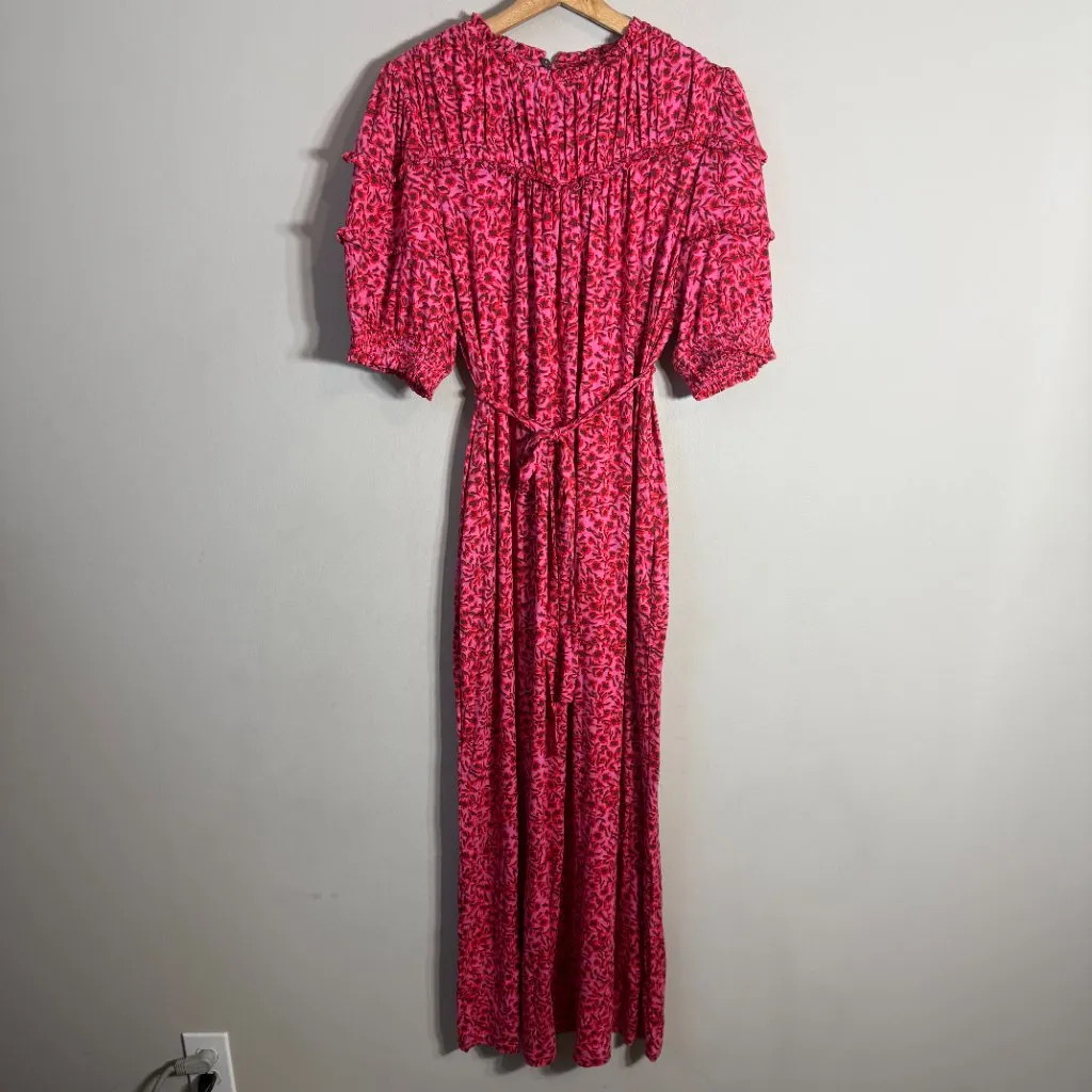 Boden Yoke Detail Floral Jersey Midi Dress Women's 10L Gin Fizz Pink Boho Chic Size undefined - Image 8