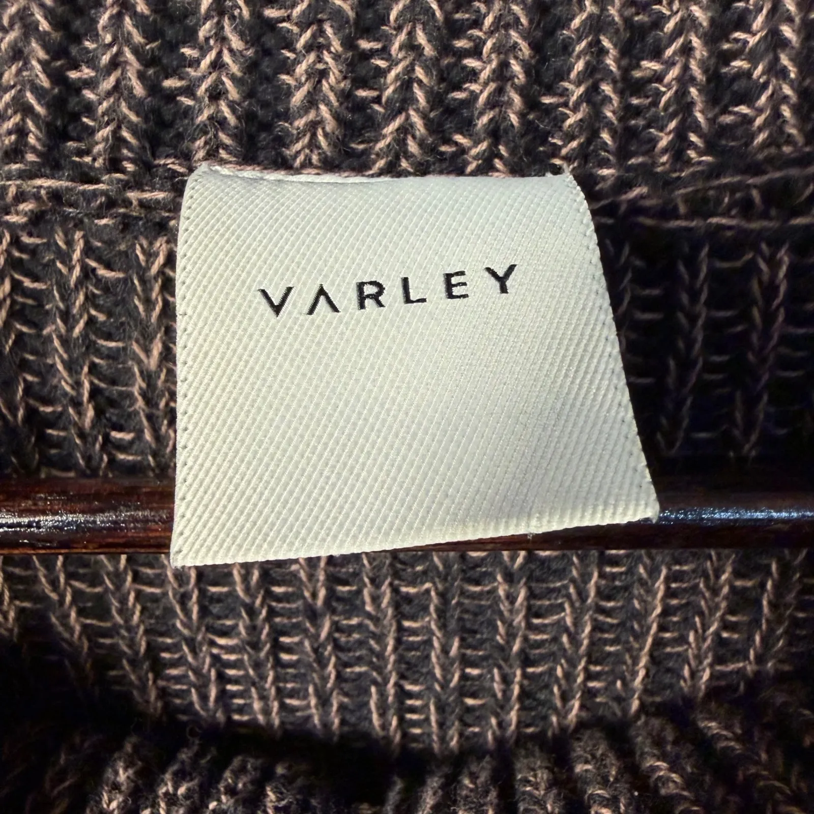 Varley Mentone 100% Cotton 1/4 Zip Knit Sweater Small Dark Brown Cropped Small - Image 11