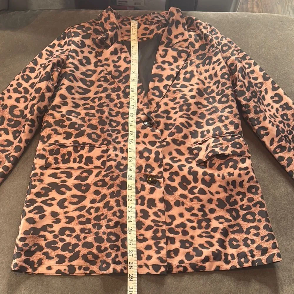 Women’s Lightweight Leopard Print 2 Piece Pant Suit Set Size M NEW Brown Size M - Image 8