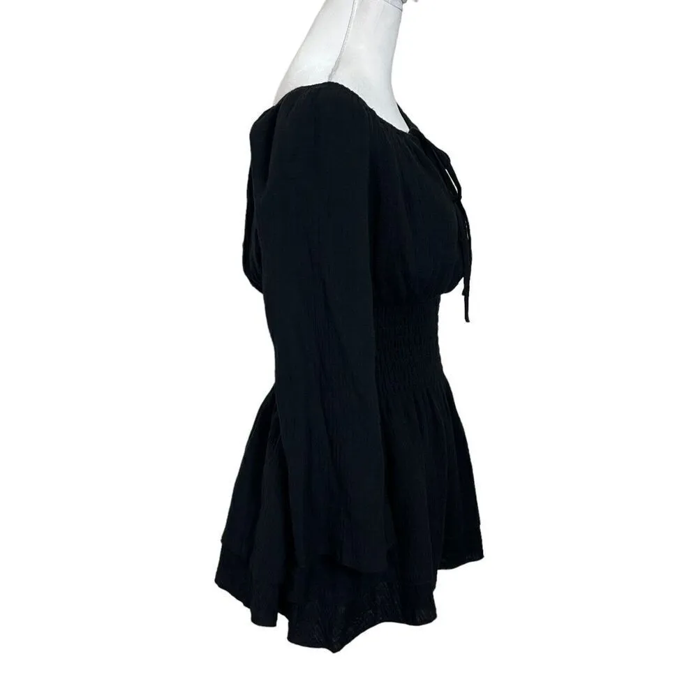 Majorelle Kalani Off Shoulder Mini Dress Women’s Size XS Black Smocked Crinkle - Image 6