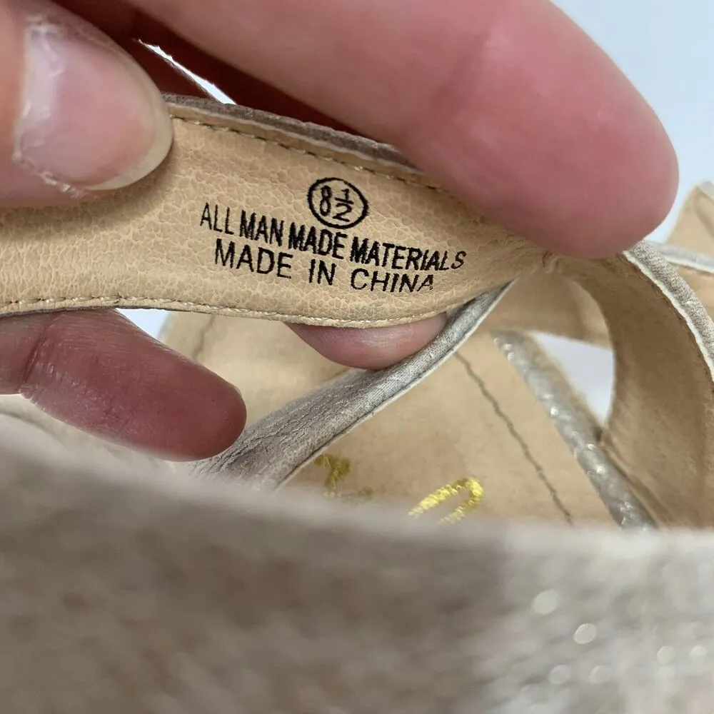 Lulus Women’s 8.5 Platform Espadrille Sandal Cobi Beige Snake Open Toe Strappy - Image 8