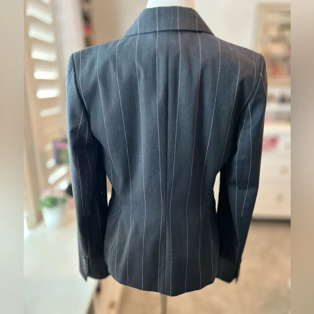 LOFT Charcoal Pinstripe Blazer Size 4 - Image 2