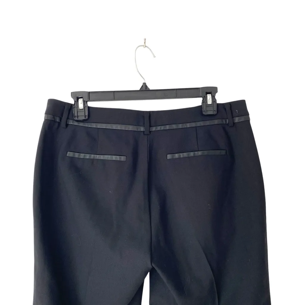 Vince Black Tuxedo Stripe Stretch Wool Ankle Pants size 6 Faux Leather - Image 3