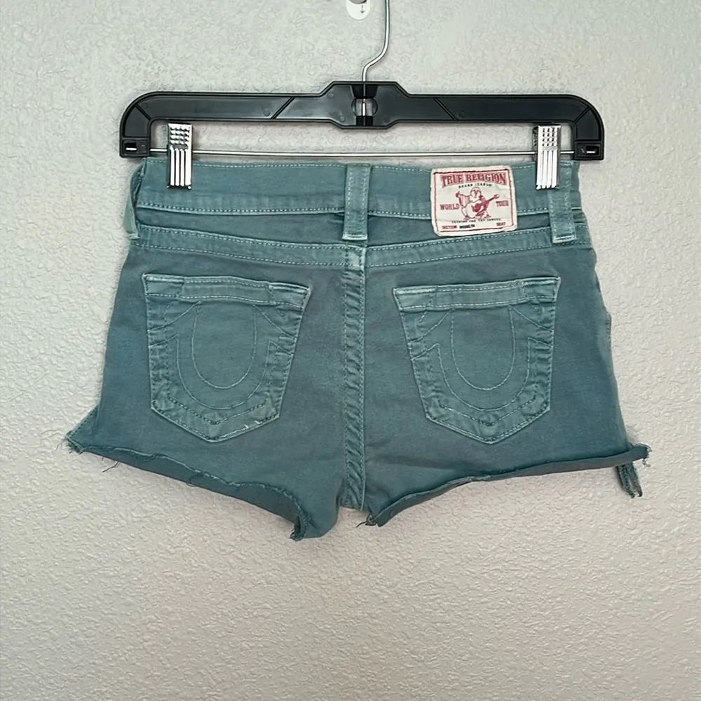 True Religion Light Blue Cut Off Shorts Size 27 - Image 11
