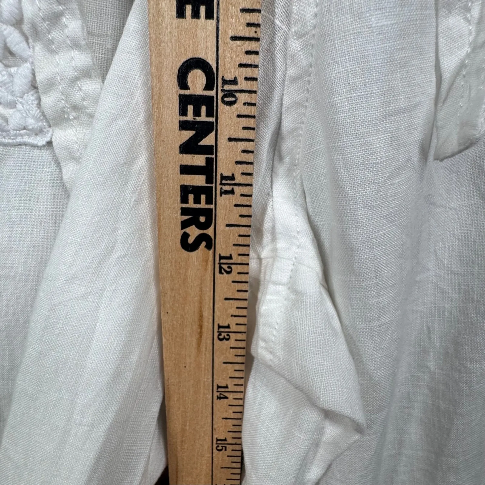 Joie Cropped Pants 100% Linen White M‎ Drawstring Capri Lace Trim Beach Resort - Image 11