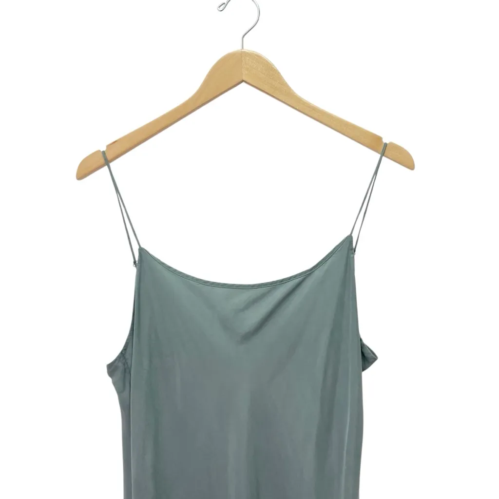 J. Crew Gwyneth Cupro Blend Slip Dress Sz 12 Slate Green Midi Sheath Minimalist - Image 6