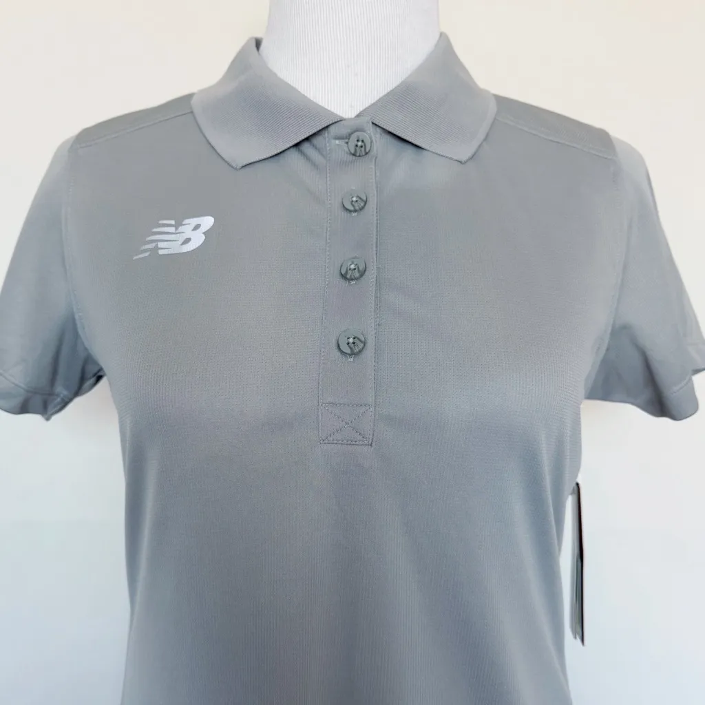 New Balance Womens Performance Tech Polo Size Medium Light Gray Grey Athletic - Image 7