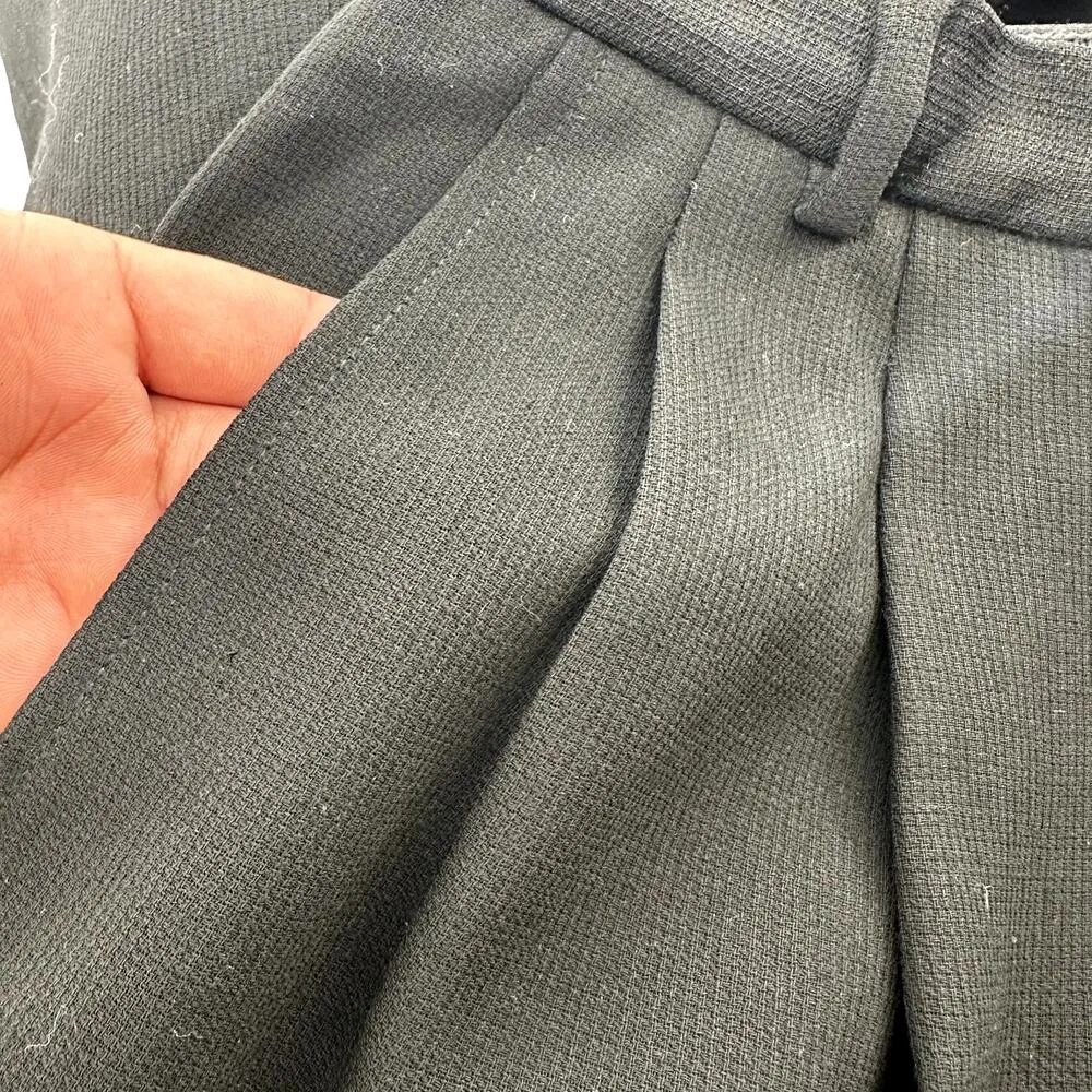 Giorgio Armani Le Collezioni Trouser Pants Pleated Straight Pocket Black 6 28x28 - Image 2