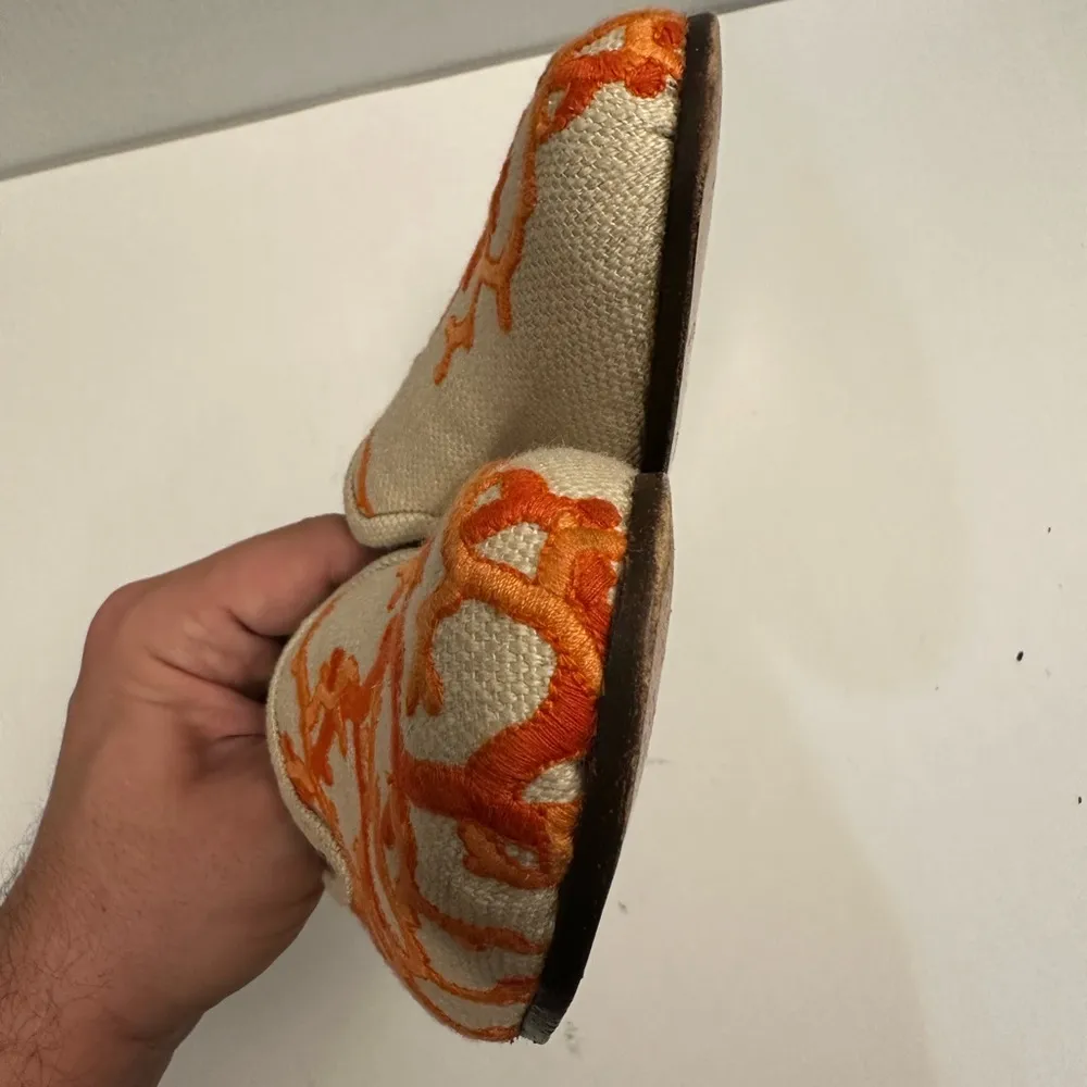 Stubbs & Wotton “Tree Branch" Tweed Slippers Loafers in Tan/Orange 6.0 Orange - Image 6