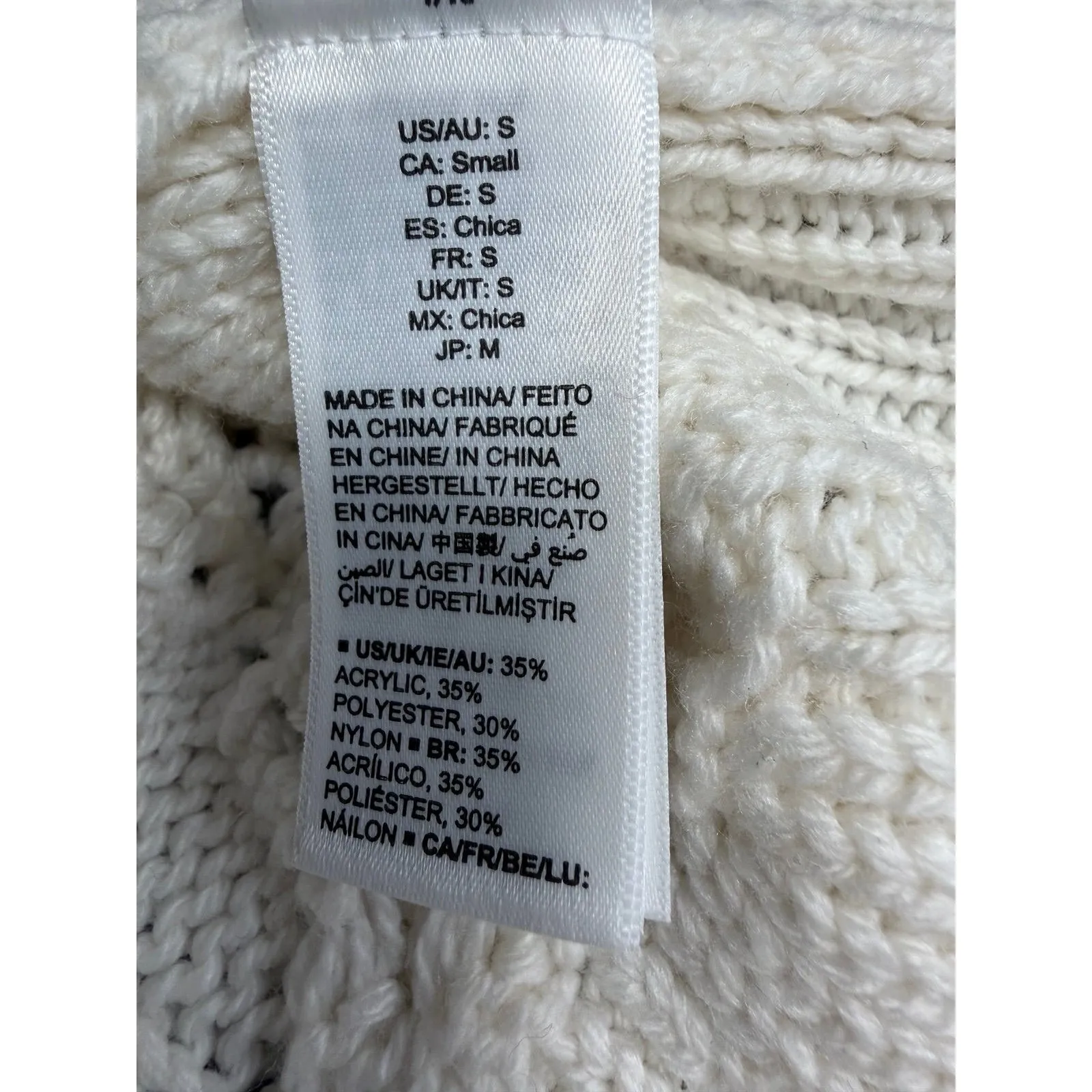 The Drop Women's Cable Knit Sweater Cream White Size S‎ Chunky V - Image 4