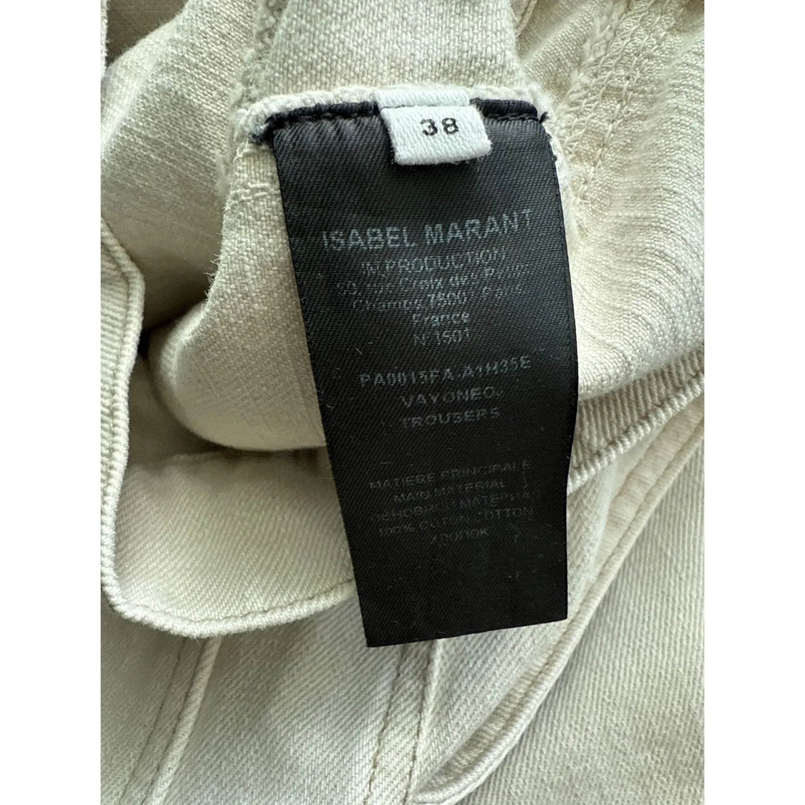 Isabel Marant Etoile Vayoneo Cotton High Rise Cargo Pants Ecru Size 38 / US 8 - Image 11