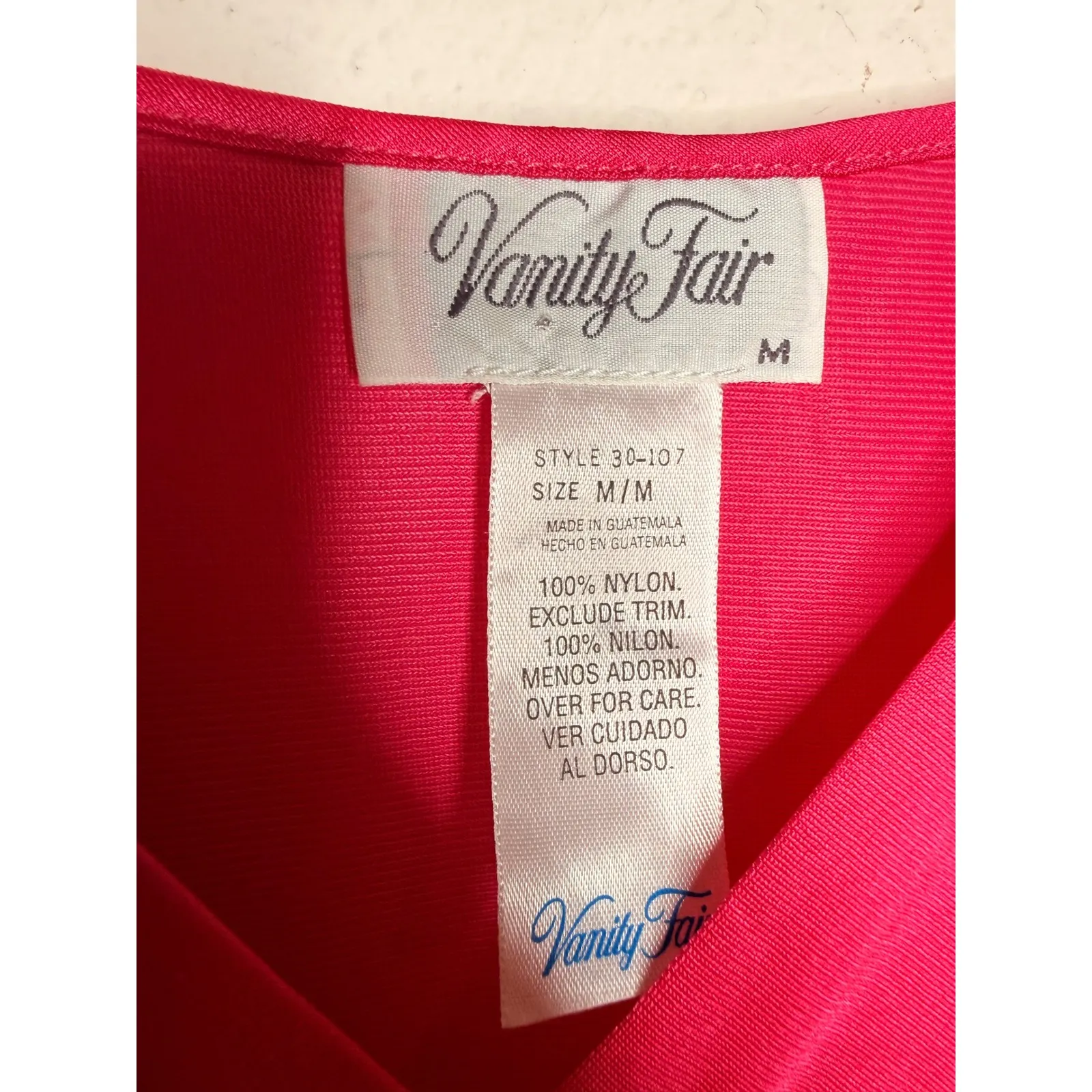 Vanity Fair Nightgown Sleep Dress Pink Nylon Lace Trim V Neck Sleeveless Sz M - Image 5