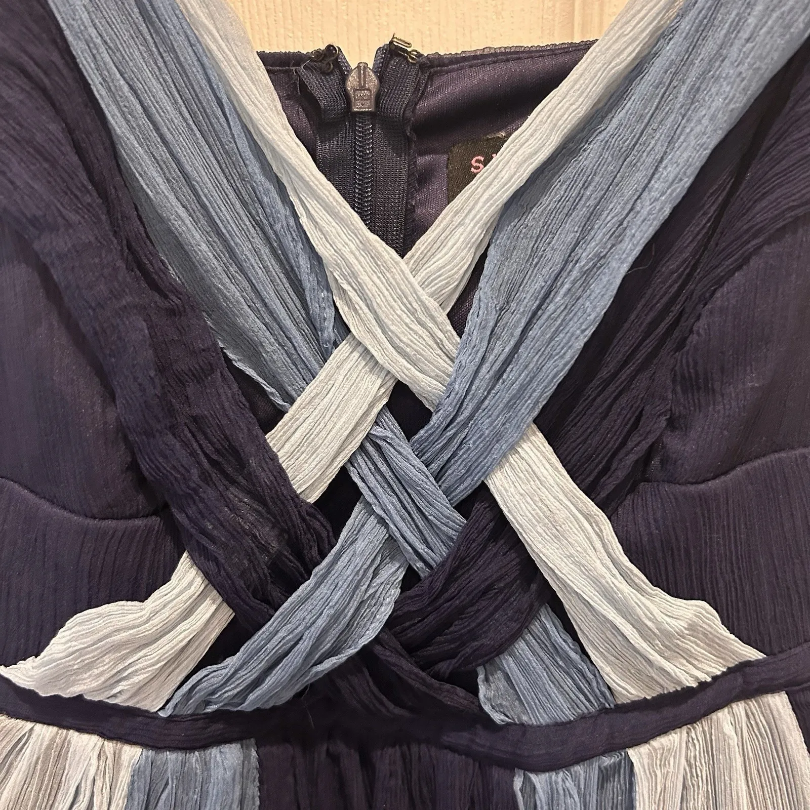 Robbie Bee Size 8 Y2K Fairy Whimsigoth‎ Blue Silk Chiffon Dress Princess Waist - Image 3