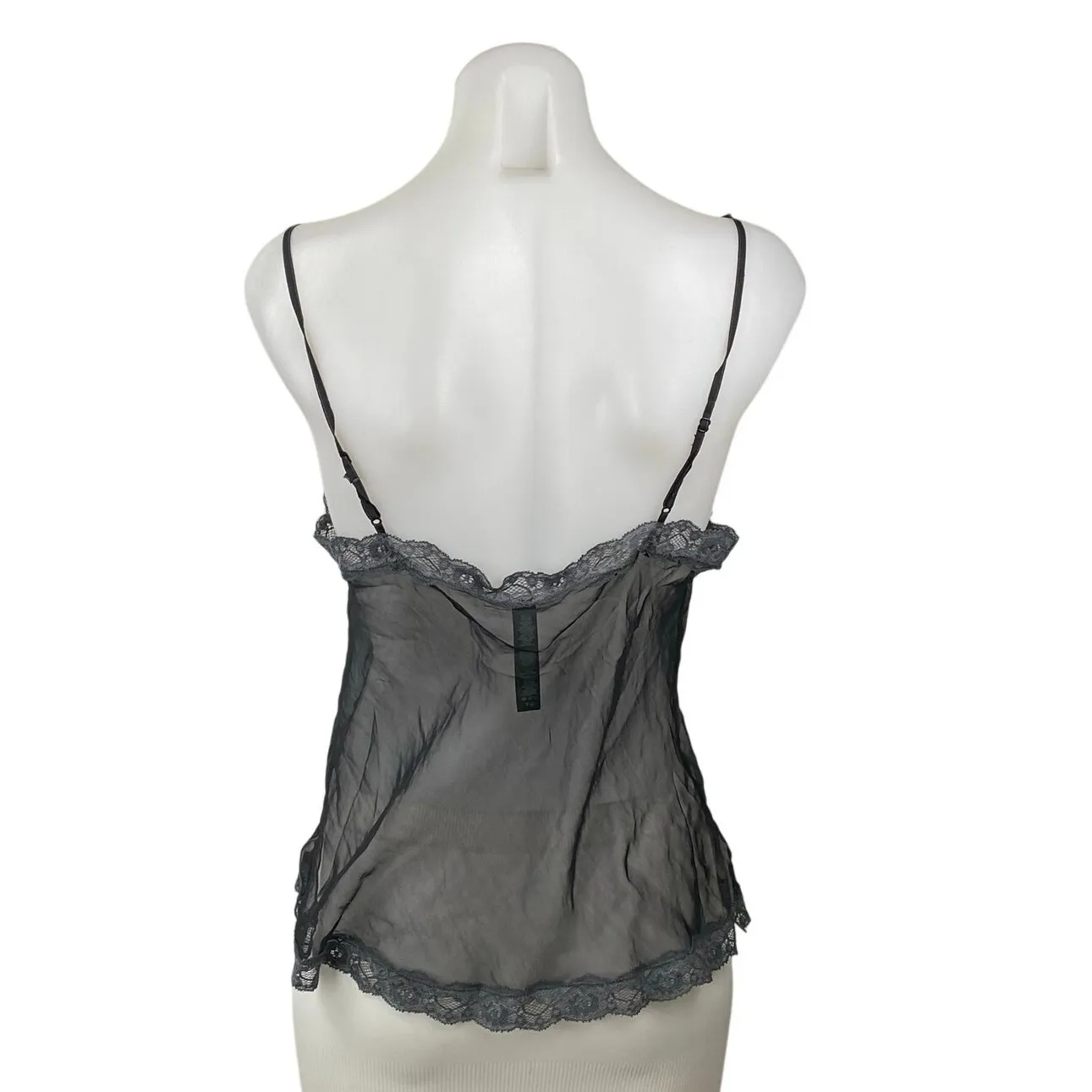 Skims Women's Black Lace Mesh Sheer Sleeveless Cami Camisole Slip Tank Top Sz M - Image 3