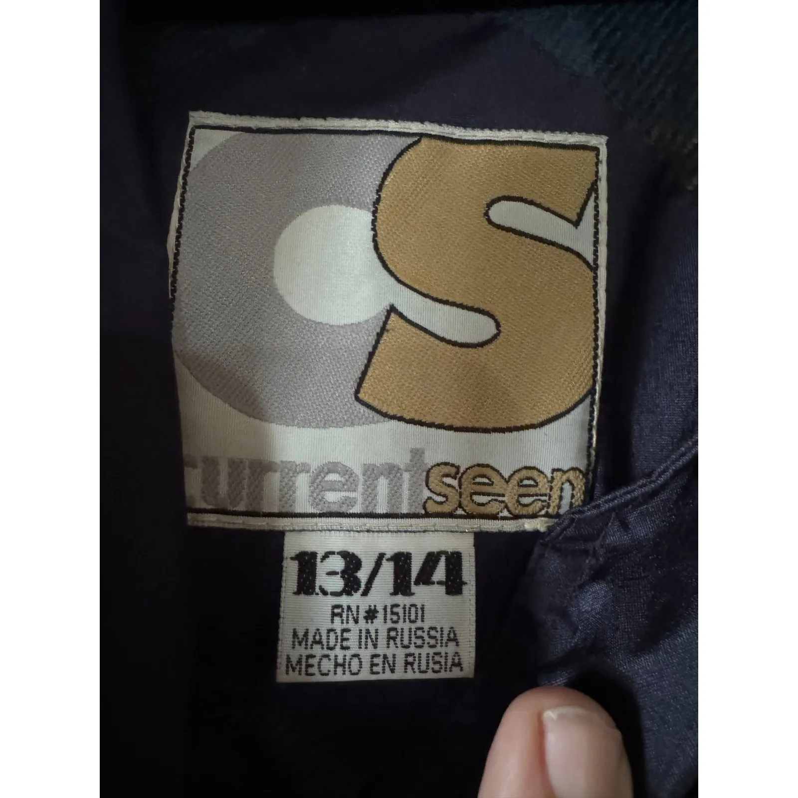 Current Seen Hooded Belted Trench Coat Womens Size 13/14 Navy Blue Plaid - Image 2