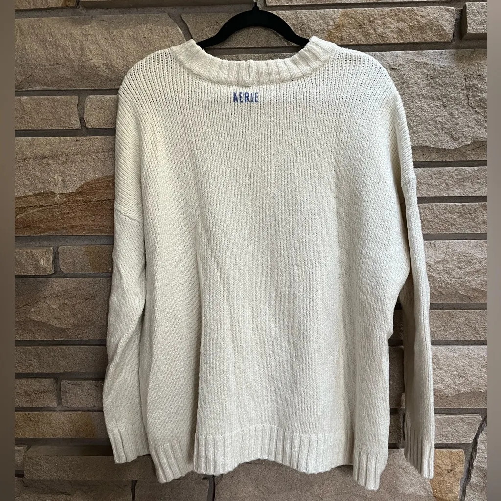 Aerie Ski School Dropout Sweater Cream Medium - Image 3