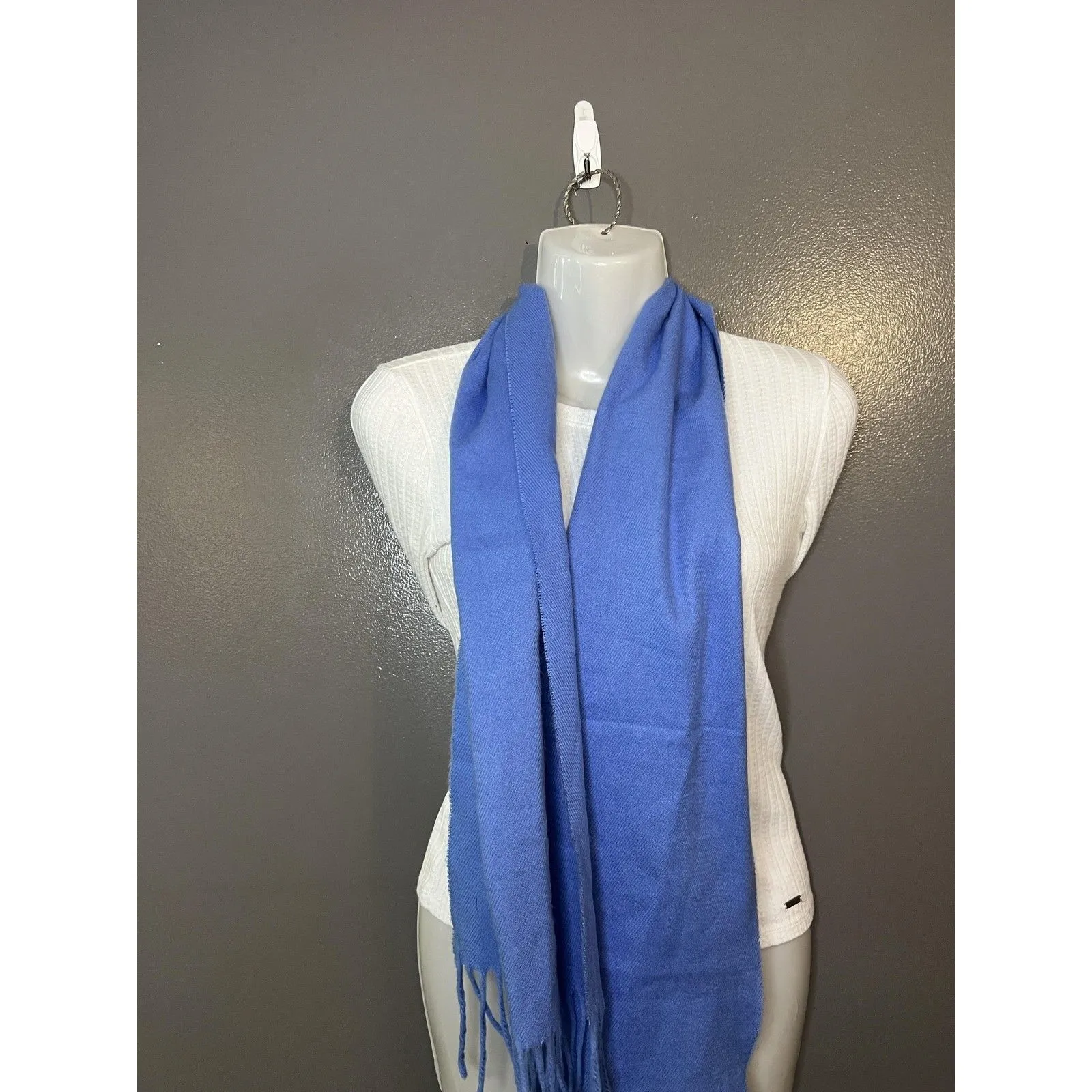 Ladies Scarf Womens One Size Fringe Wrap Made in Italy Soft Shawl Lightweight Blue - Image 2