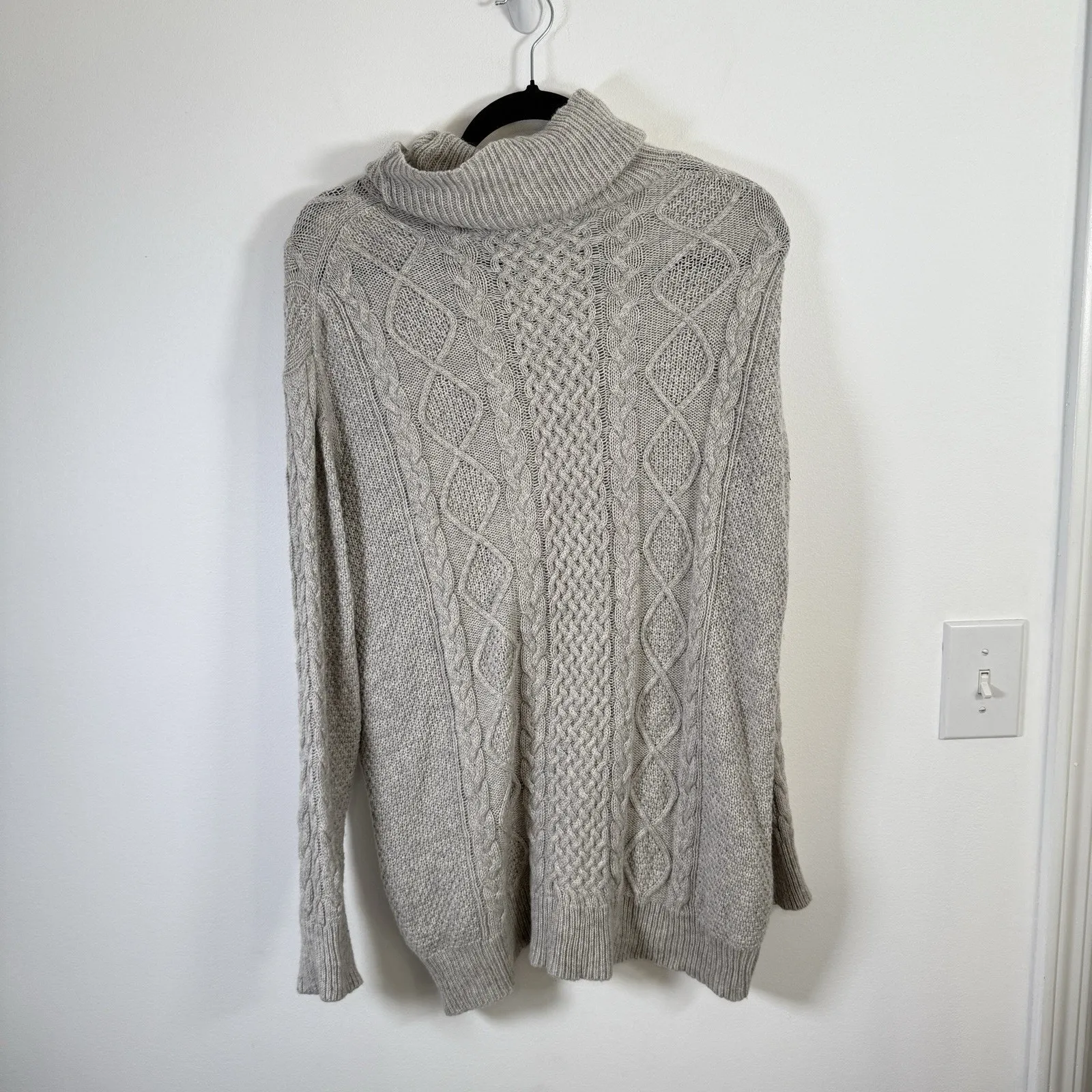 Babaton Erickson Turtleneck Wool Cashmere Cable Knit Sweater Grey Womens Medium - Image 8