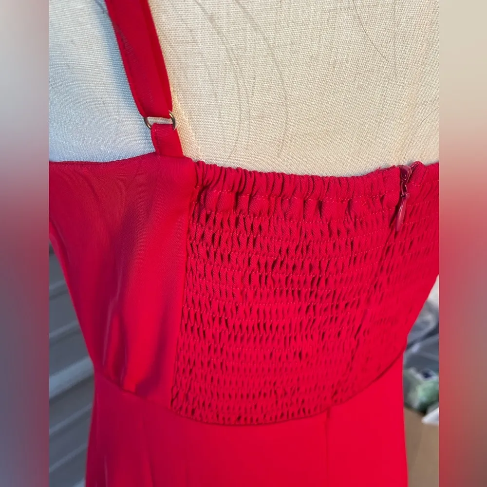 RIHOAS Red Sweetheart Neck Layered Slip Midi Dress, Size Xs, NWT - Image 3