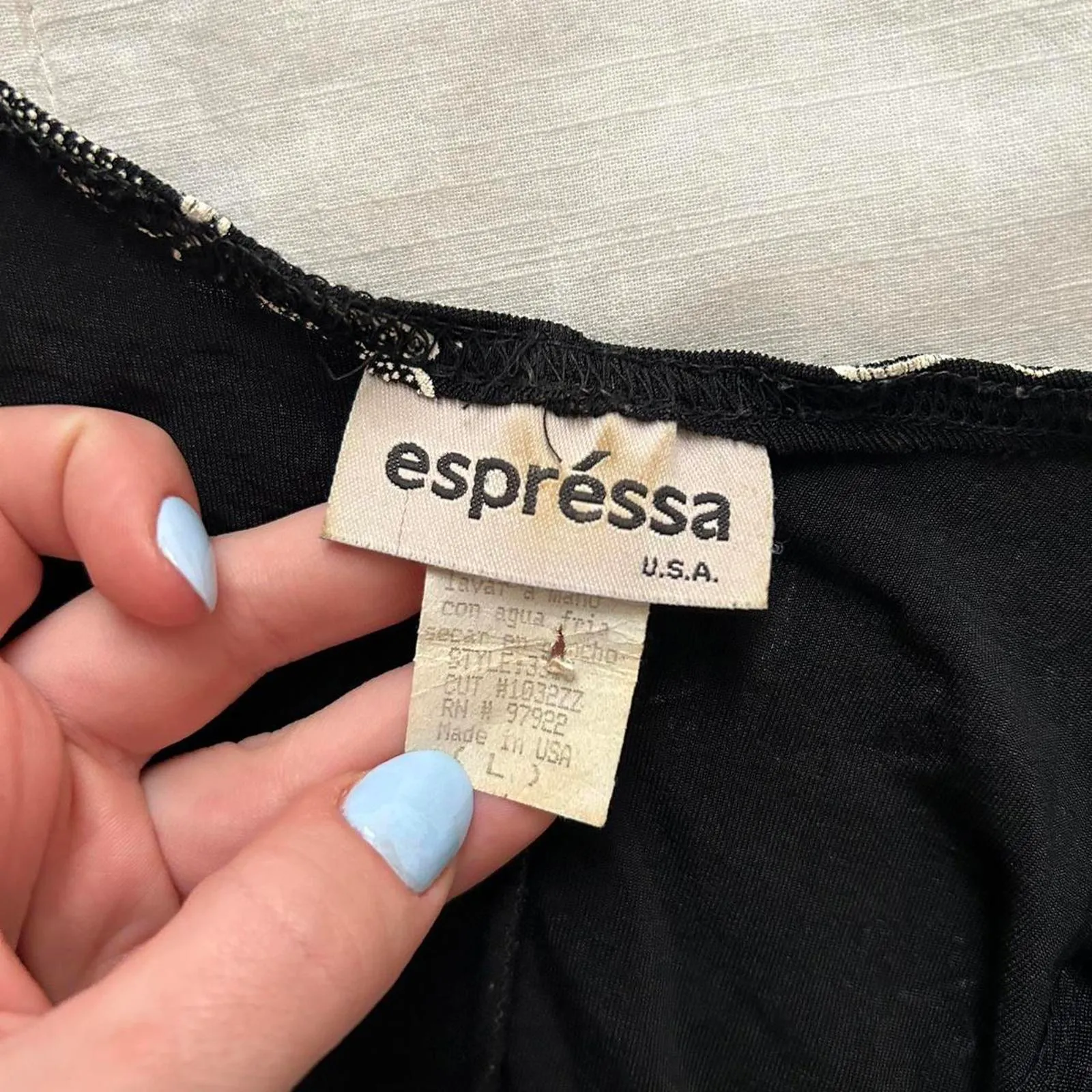 Y2K paper tag vintage Black floral butterfly puff print short sleeve dress Size L - Image 2