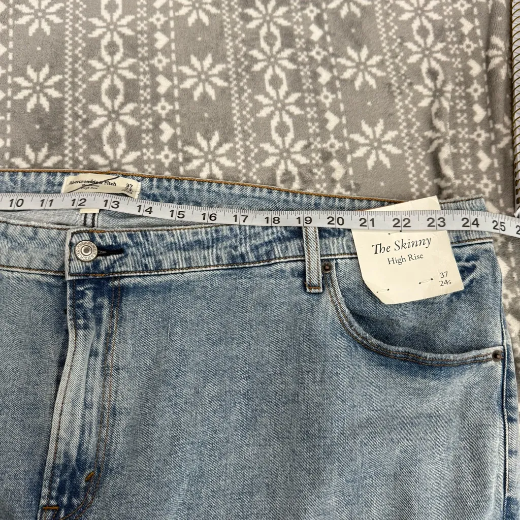 Abercrombie & Fitch Curve Love‎ The Skinny High Rise Blue Wash Size 37/24 Short - Image 8