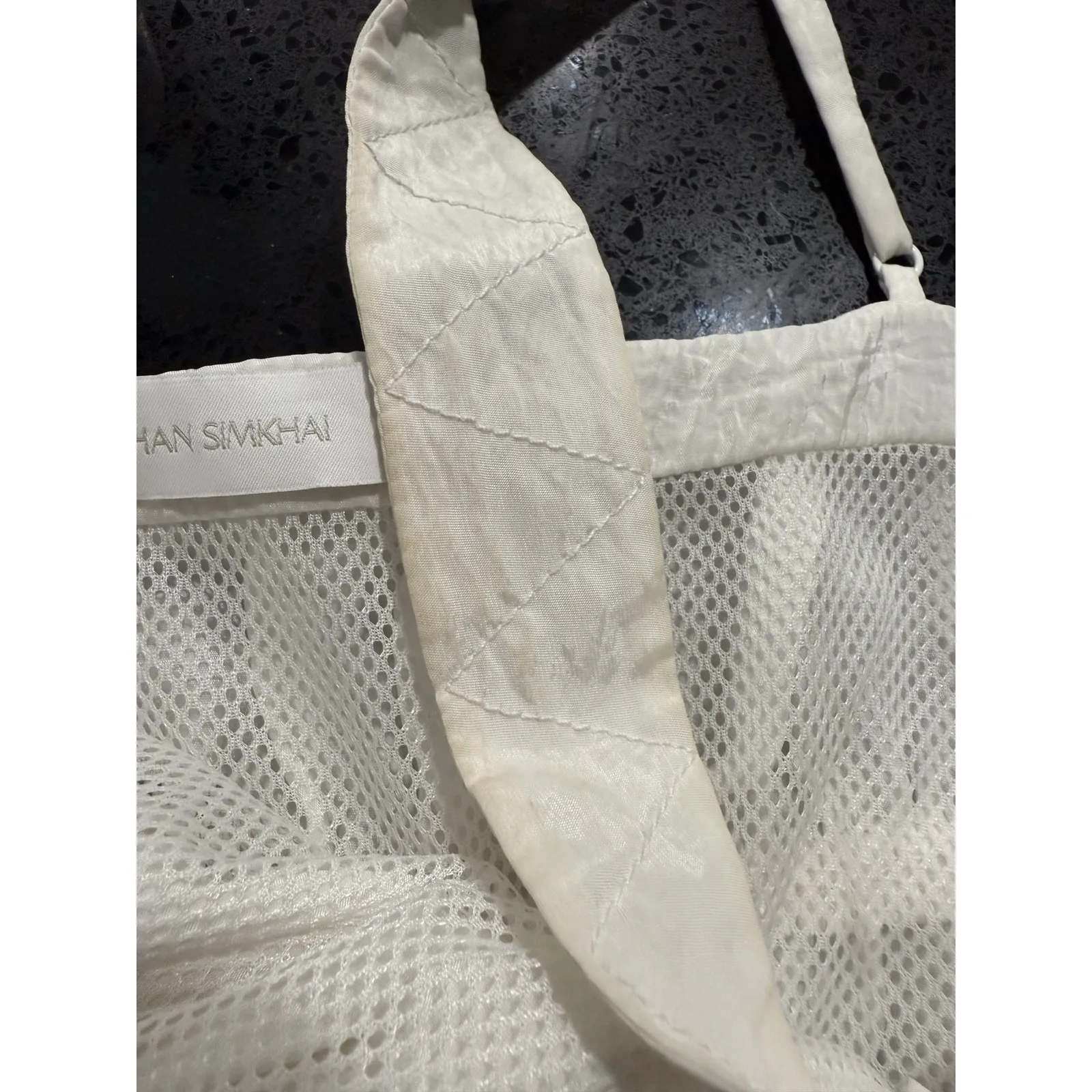 JONATHAN SIMKHAI Blouse Size M Gathered Square Neck White Flaw Size M - Image 5