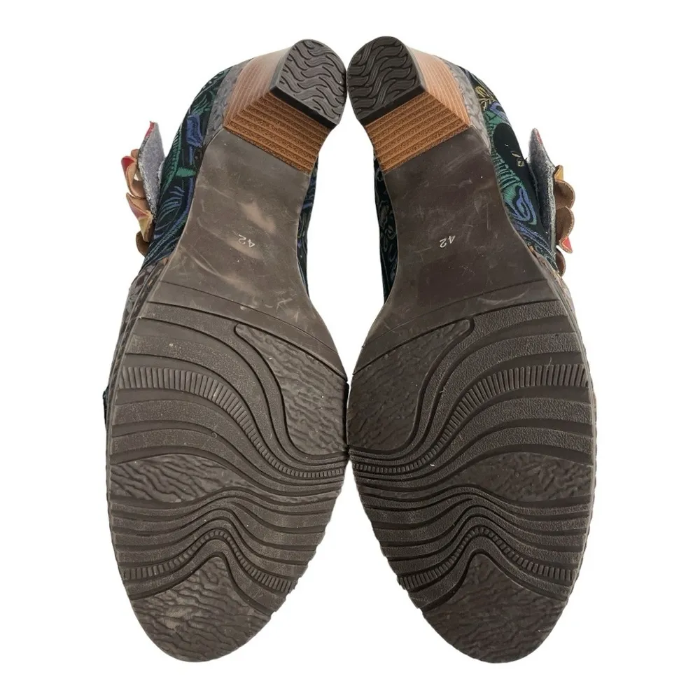 Socofy Leather Shoes Sz 11
Mary Jane Heels Retro
Bohemian Floral Colorful
Boho Red - Image 7