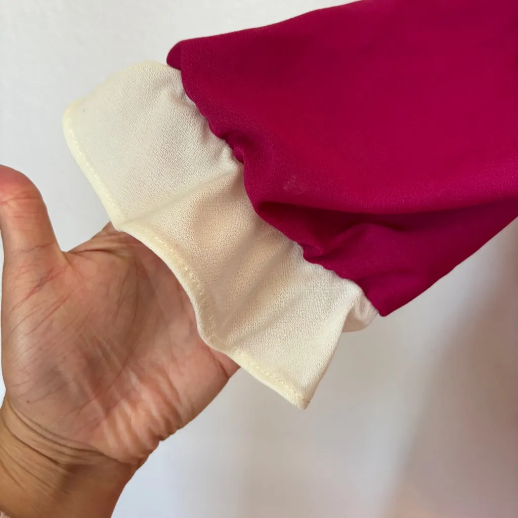 Vintage 70s 80s Pink and White Short Sleeve Midi Dress Size 6 - Image 6