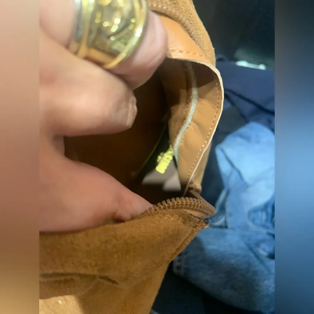 Tan Suede Knee High Fringe Boots mossimo casual classic fall 8 $60 boho - Image 4