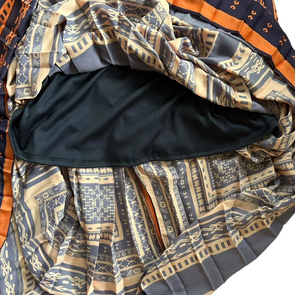 Eva Franco Anthropologie V Neck Boho Indie Tribal Pleated Midi Maxi Dress Sz 6 Orange - Image 7