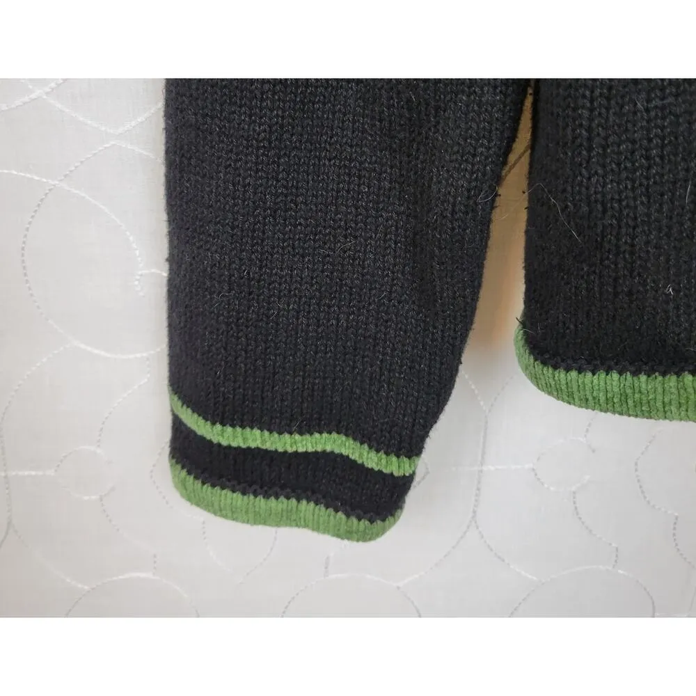 Vintage Winter Cardigan Womens M Black Red Cardinal Holly Holiday Embroidery - Image 7