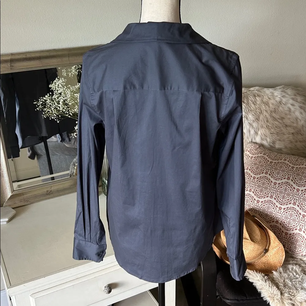 The limited Vtg gray cotton button down Y2K 90’s women shirt oversized medium​ - Image 4