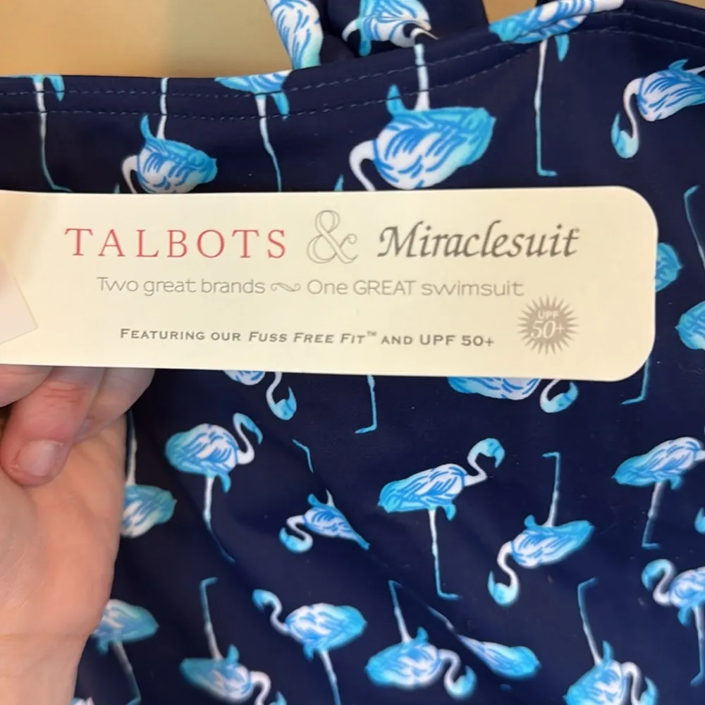 Talbots x Miraclesuit Marina Tankini Top Navy Blue Flamingo NWT 12 - Image 10