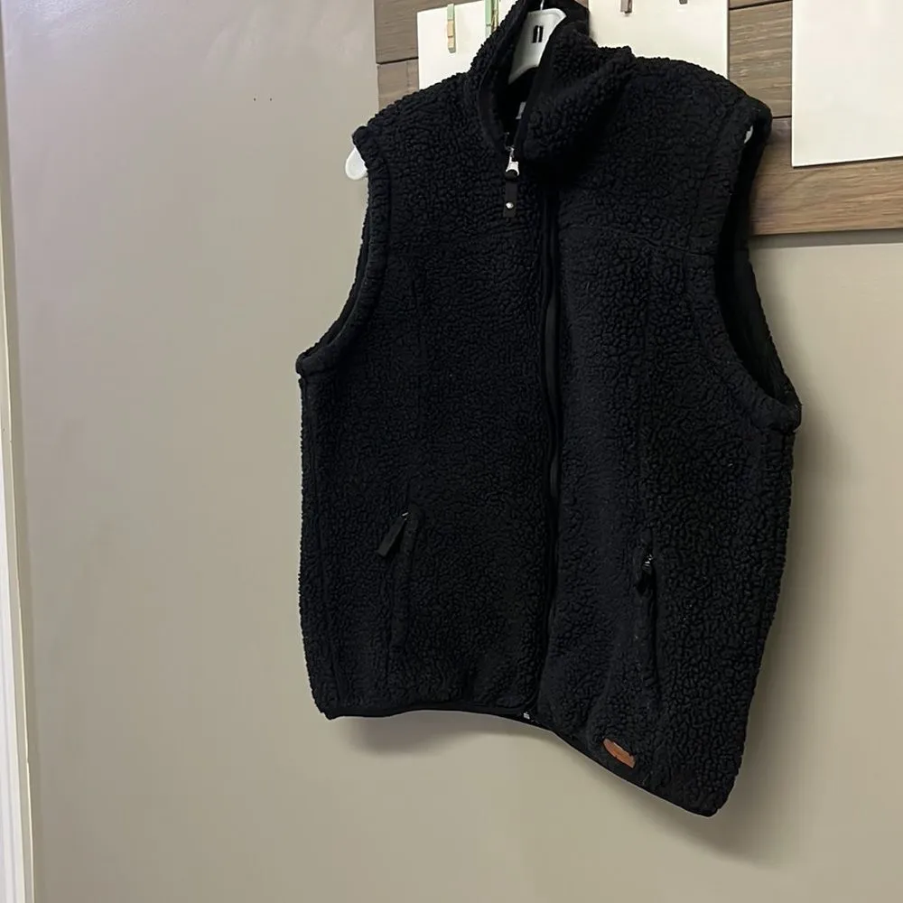 Free Country Women’s Black Teddy Bear Zip-Up Sleeveless Vest with Pockets-Large - Image 2