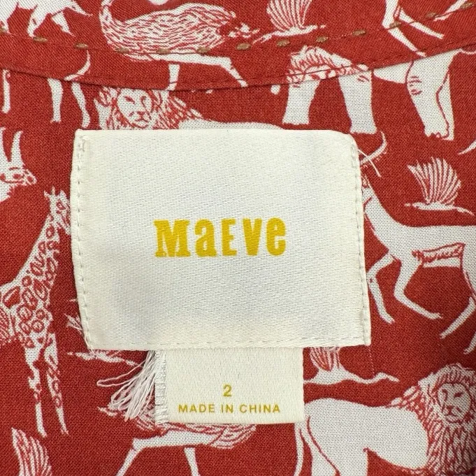 Anthropologie Maeve Casia Safari Animal‎ Print Button Up Blouse Top Sz 2 Novelty - Image 3