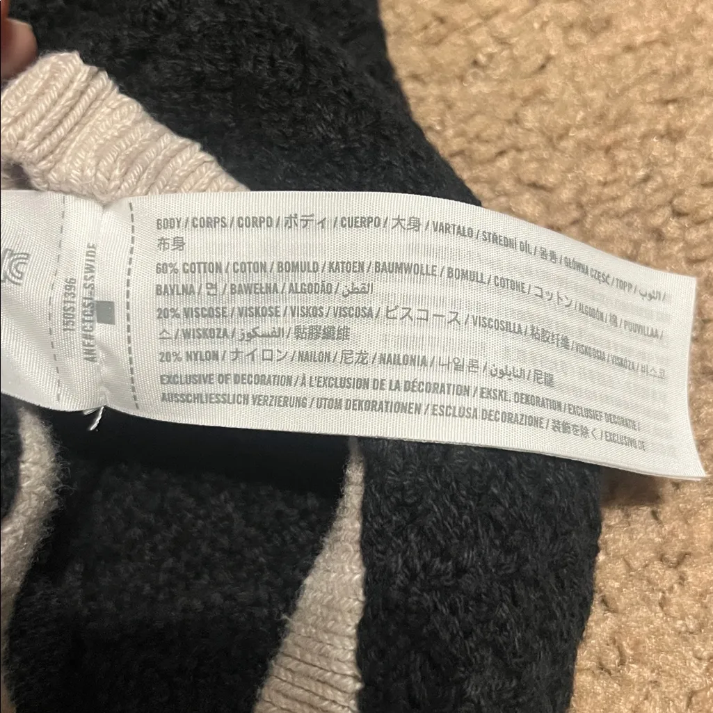 Abercrombie & Fitch A&F LuxeLoft Sweater Cardigan Gold Buttons Black Cream Large - Image 7