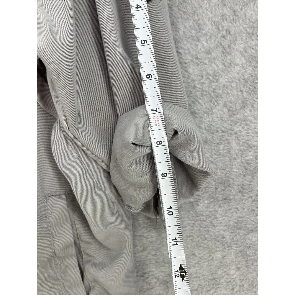 Lulus  Women's Shacket Open Front Solid Gray Size XS Roll Tab Thin Short Sleeve - Image 8