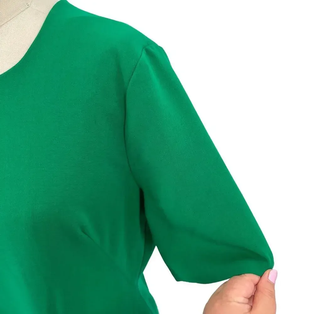 Black Halo Joanna Sheath Dress Green Short‎ Sleeve Buttons Size 18 - Image 7