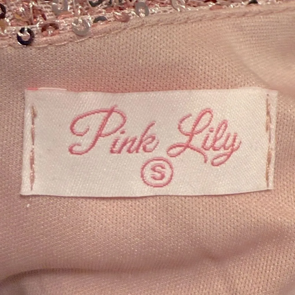 Pink‎ Lily Holiday Vibes Sequin Sleeve Bodycon Mini Dress Light Pink Size Small - Image 7