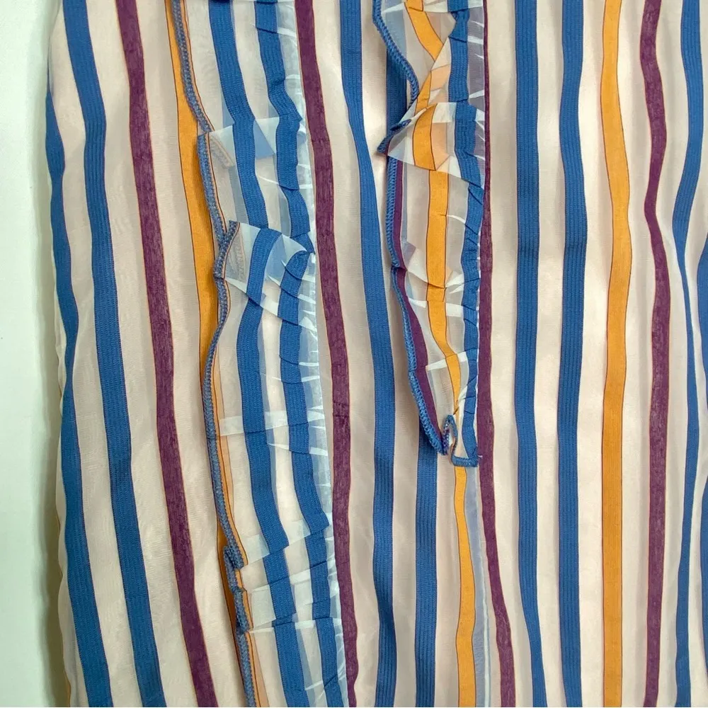 Anthro Maeve Elisabetta Striped Sleeveless Ruffle V Neck Top 2 - Image 2