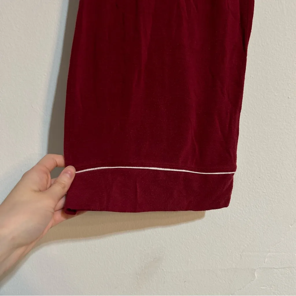 Eberjey Gisele Tencel Modal Long Sleeve Pajama Set in Bordeaux/Ivory Medium - Image 10