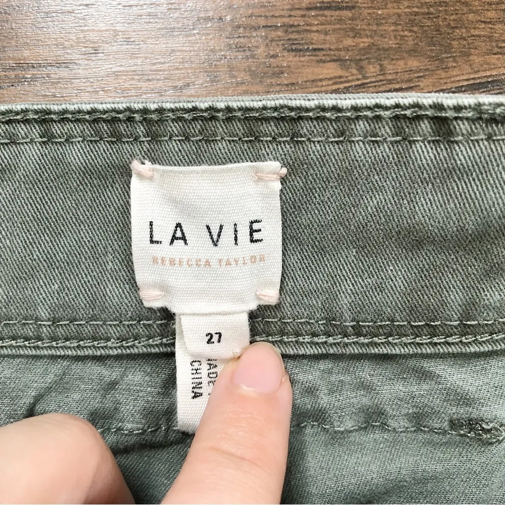 La Vie Rebecca Taylor • Patrice Twill Ankle Pants cargo Sage green utility - Image 5