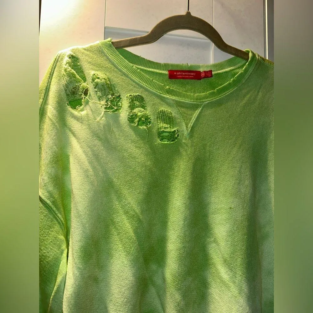 NWOT NWOT PHILANTHROPY Olympia Sweatshirt in Chartreuse Eclipse Tie Dye - Image 7