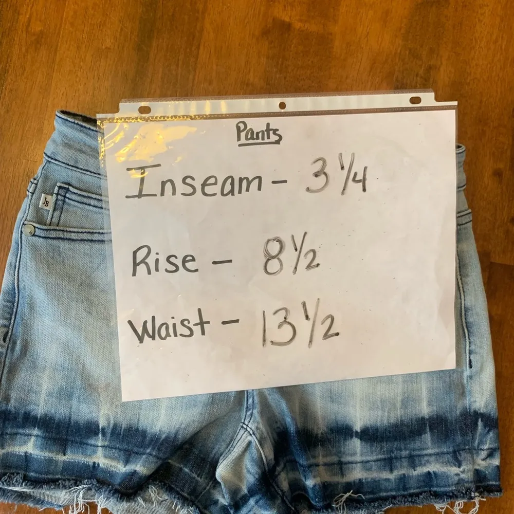 Judy Blue Jean Shorts Small Classic Blue Distressed Denim Tie dye Casual Stretch - Image 4