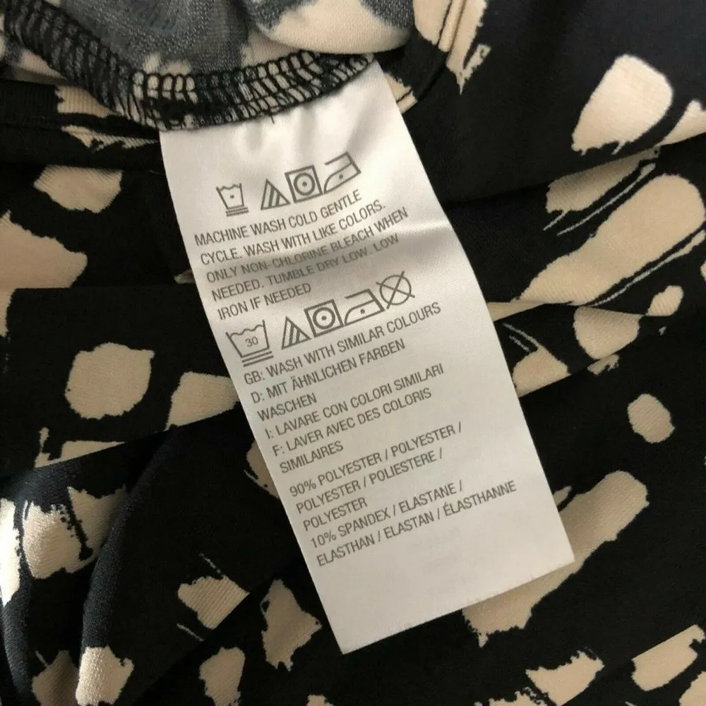 H by Halston Regular Printed Jet Set Jersey Crop Wide-Leg Jumpsuit Black Ivory S - Image 4