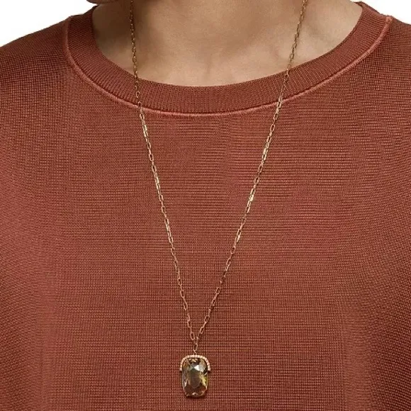 SWAROVSKI Gold-tone Yellow Cushion Cut Crystal Harmonia Pendant Long Necklace - Image 4